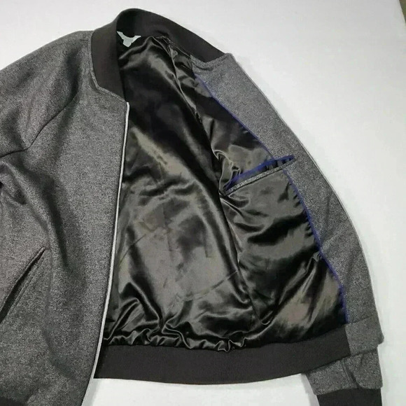 Calvin Klein Bomber Jacket Mens Small Gray Knit Lined Inside Pocket Stretch - Picture 8 of 16